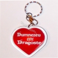 Breloc inima din plastic, cu mesaj crestin: Dumnezeu este dragoste!